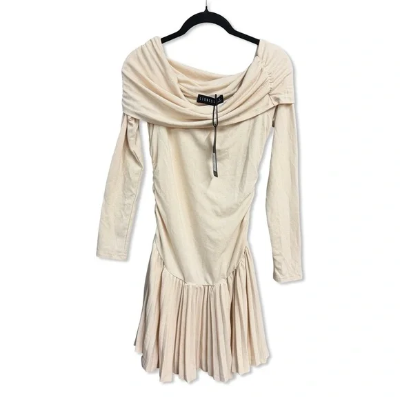 Lioness Field Of Dreams Mini dress Oatmeal Off-Shoulder Cream knit Revolve M - Picture 5 of 6